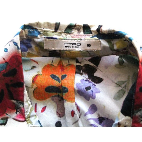 ETRO Floral Print Long Sleeve Button-Up Dress Blouse / Size 50 / US 14 / XL - Picture 5 of 9